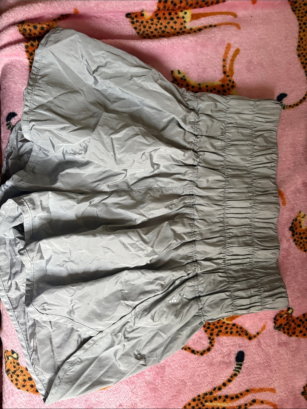 Free People Light Gray/silver High-Waist Gathered Shorts